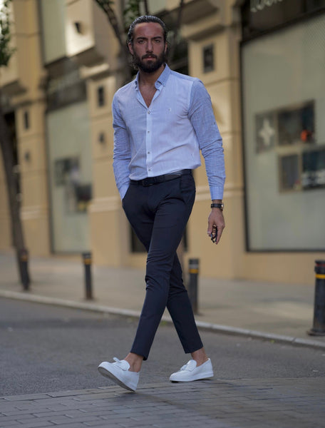 Bojoni Amato Slim Fit White Striped Shirt | BOJONI