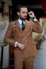 Load image into Gallery viewer, Bojoni Astoria Slim Fit Camel Double Breasted Suit
