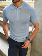 Load image into Gallery viewer, Rawlins Blue Slim Fit Collar Neck Zipper Knitwear T-Shirt-baagr.myshopify.com-T-shirt-BOJONI

