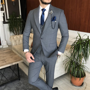 Bojoni Cagliari Grey Slim-Fit Suit 3-Piece