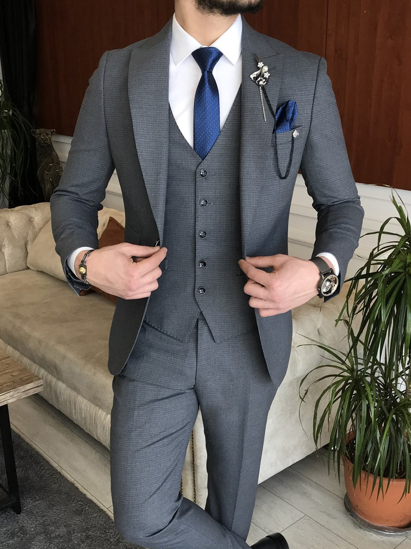 Bojoni Cagliari Grey Slim-Fit Suit 3-Piece