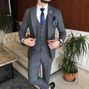 Bojoni Cagliari Grey Slim-Fit Suit 3-Piece