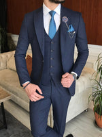 Load image into Gallery viewer, Bojoni Cagliari Navy Slim-Fit Suit 3-Piece
