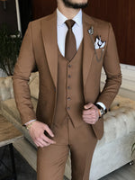 Load image into Gallery viewer, Bojoni Cagliari Brown Slim-Fit Suit 3-Piece
