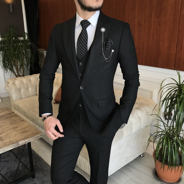 Perizzi Slim Black Suit Jacket - Lowes Menswear