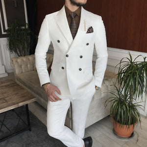 Bojoni Cagliari White Double Breasted Suit 2-Piece