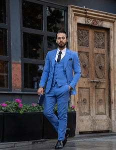 Bojoni Cagliari Blue Slim-Fit Suit 3-Piece