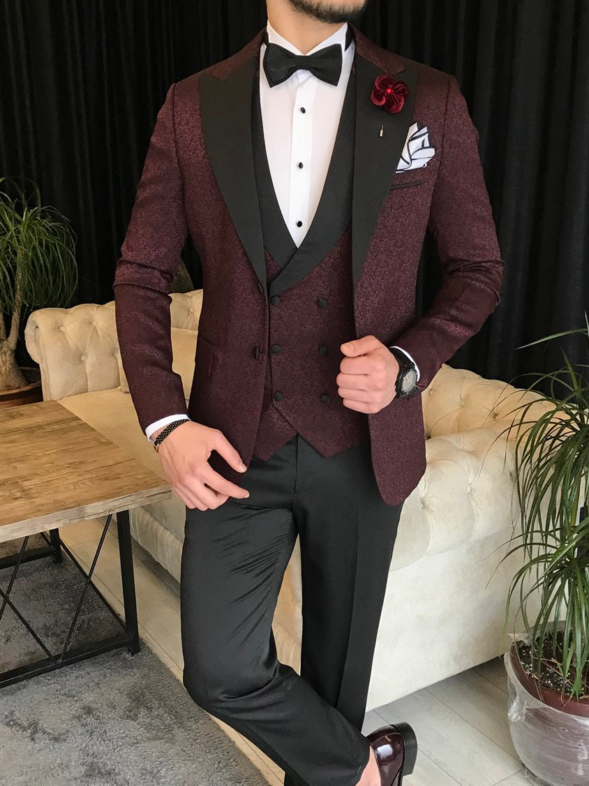 Bojoni Cagliari Bordeaux Slim-Fit Tuxedo 3-Piece | BOJONI