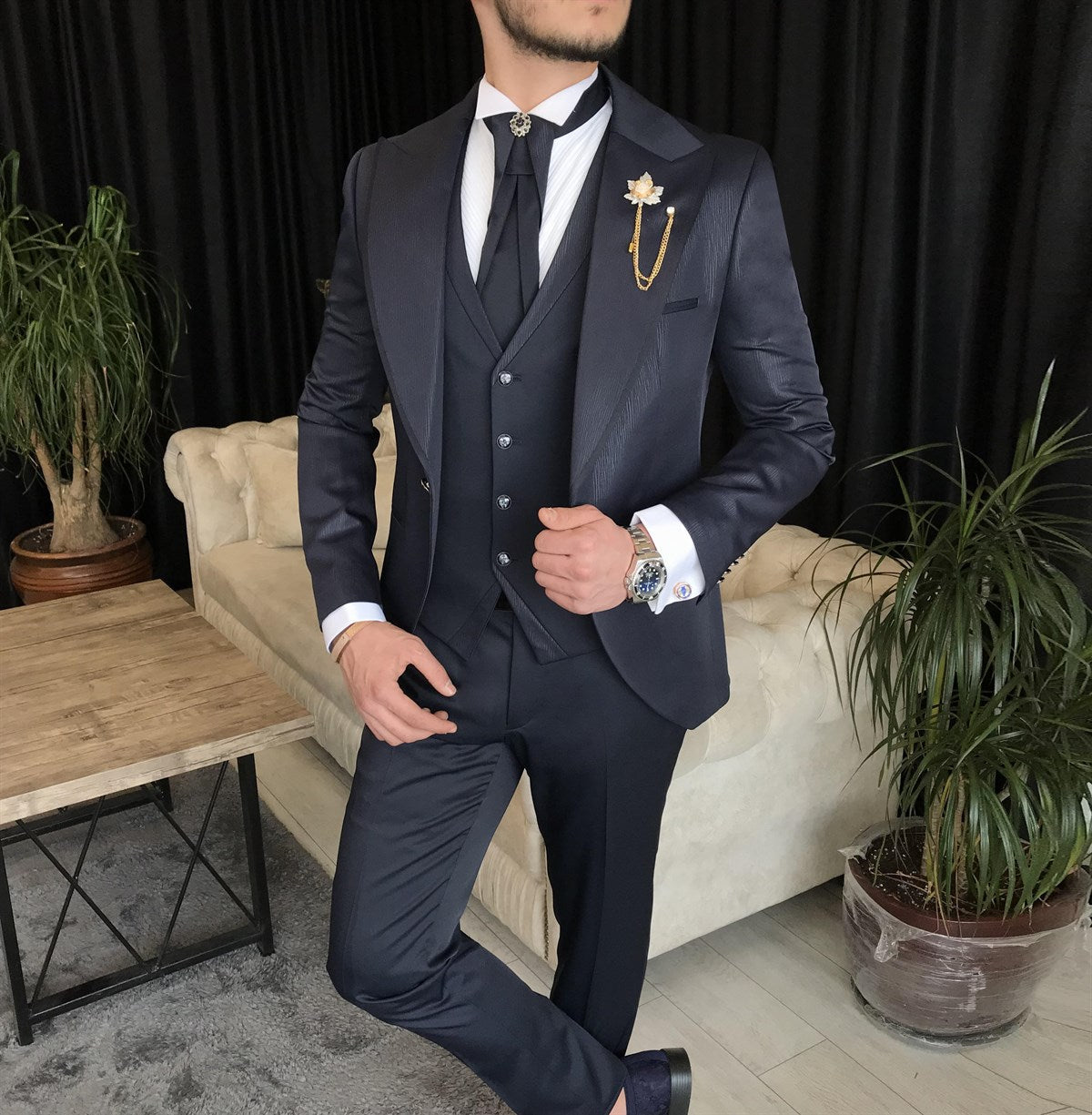 Bojoni Cagliari Navy Slim-Fit Tuxedo 3-Piece