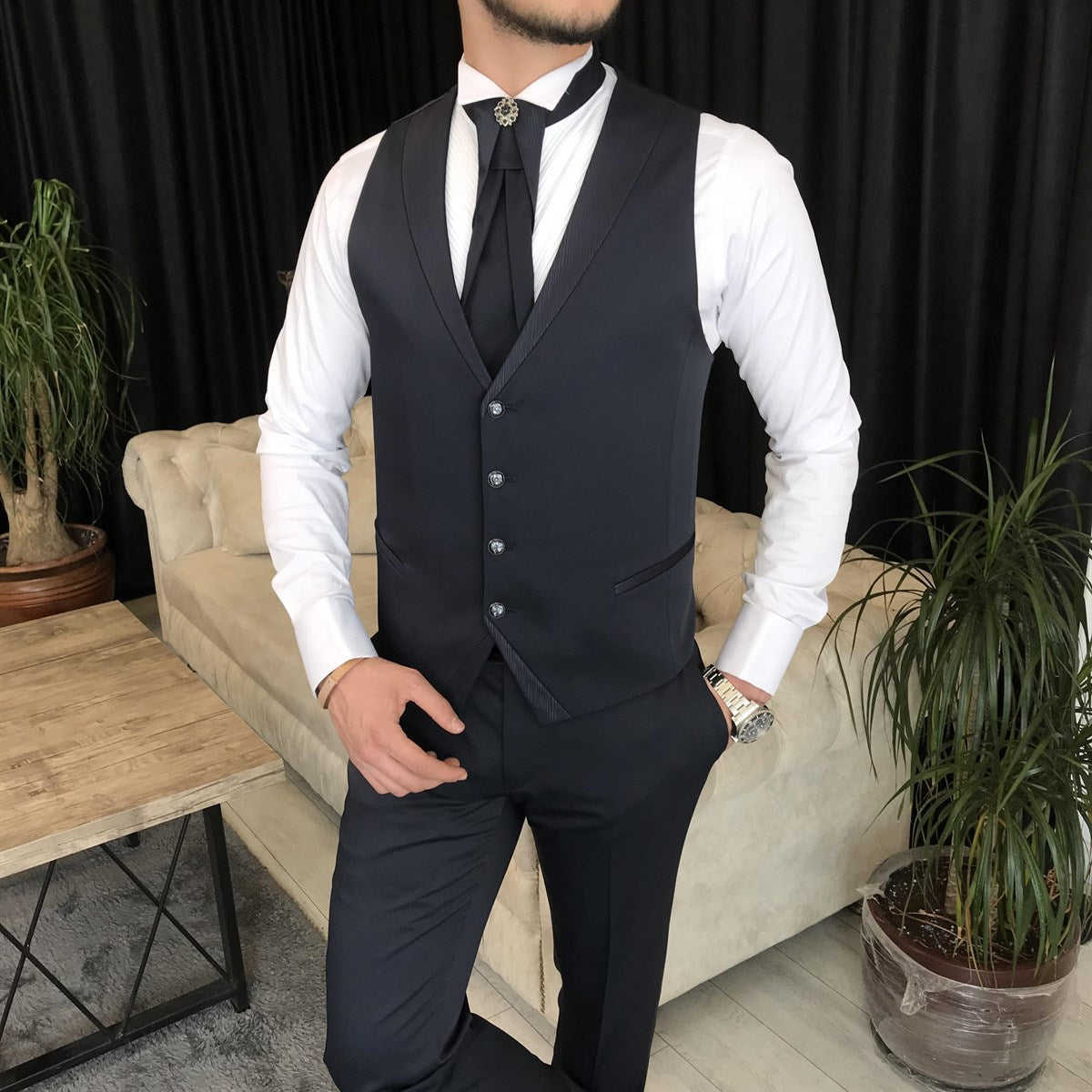 Bojoni Cagliari Navy Slim-Fit Tuxedo 3-Piece