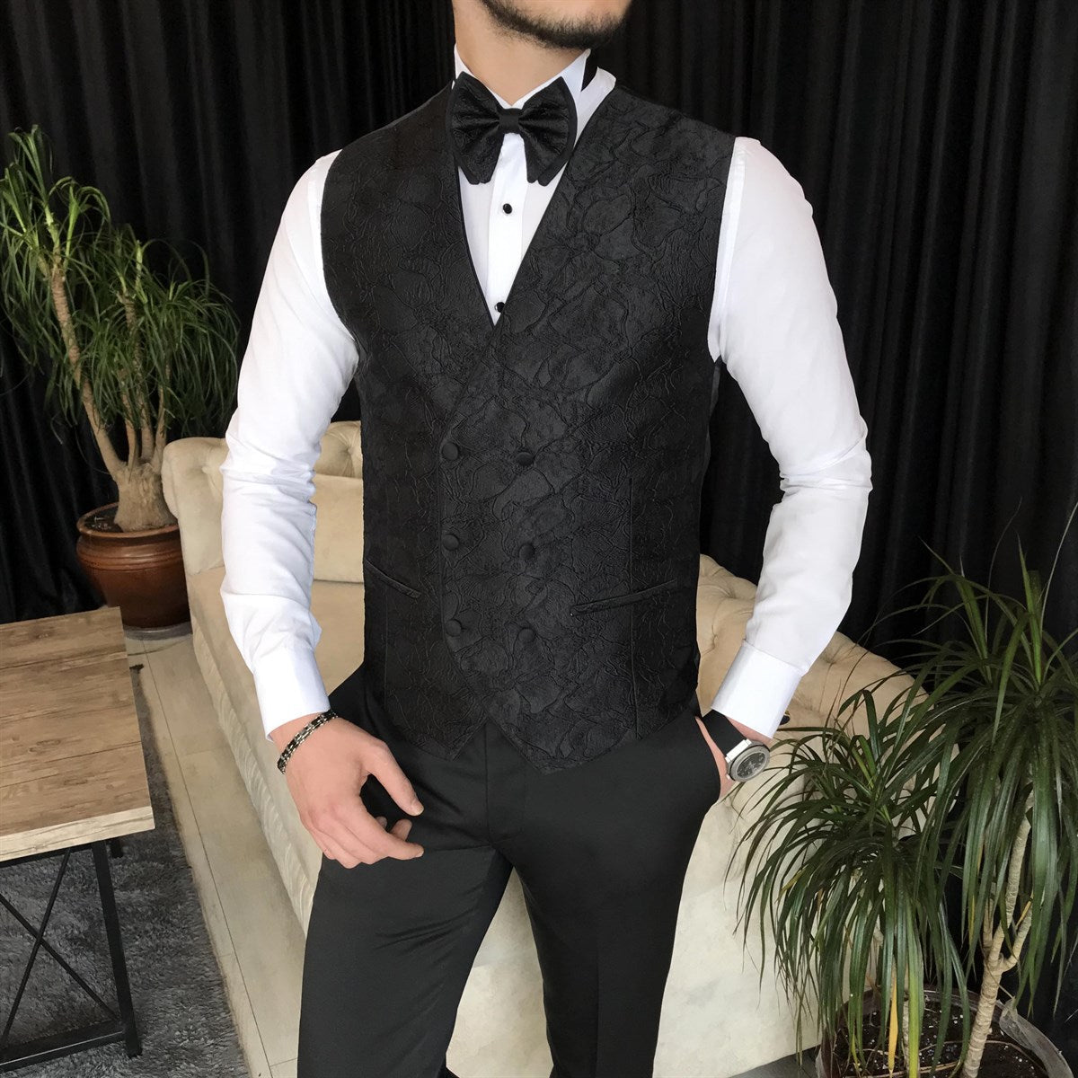 Bojoni Cagliari Black Slim-Fit Tuxedo 3-Piece