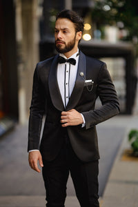 Bojoni Cagliari Black Slim-Fit Tuxedo 2-Piece