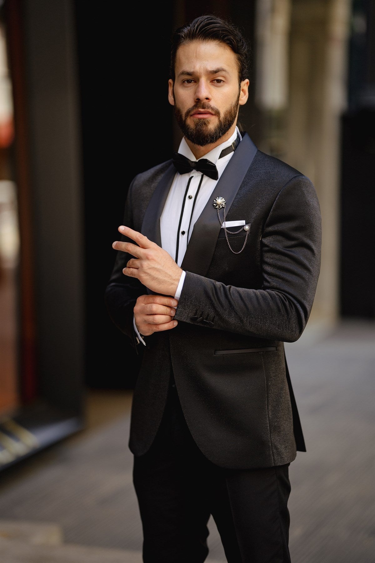 Bojoni Cagliari Black Slim-Fit Tuxedo 2-Piece