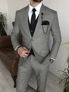 Bojoni Cagliari Grey Slim-Fit Suit 3-Piece