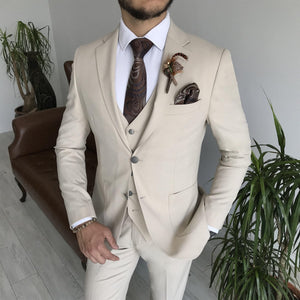 Bojoni Cagliari Beige Slim-Fit Suit 3-Piece