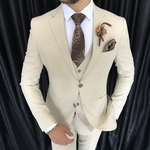 Bojoni Cagliari Beige Slim-Fit Suit 3-Piece