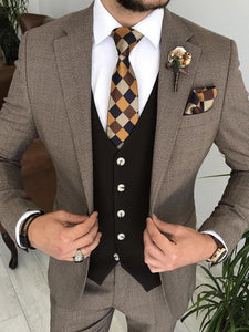 Bojoni Cagliari Brown Slim-Fit Suit 3-Piece