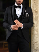 Load image into Gallery viewer, Bojoni Cagliari Black Slim-Fit Tuxedo 3-Piece
