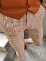 Load image into Gallery viewer, Shelton Seersucker Slim Fit Beige Pants-baagr.myshopify.com-Pants-BOJONI
