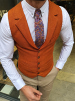Load image into Gallery viewer, Shelton Slim Fit Cinnamon Vest-baagr.myshopify.com-suit-BOJONI
