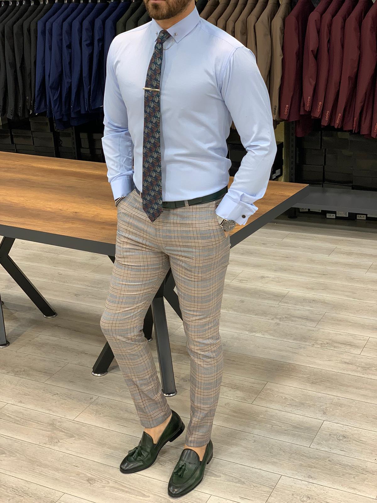 Ferrar Single Light Brown Plaid Pants | BOJONI Ferrar Single Light Brown Plaid Pants | BOJONI