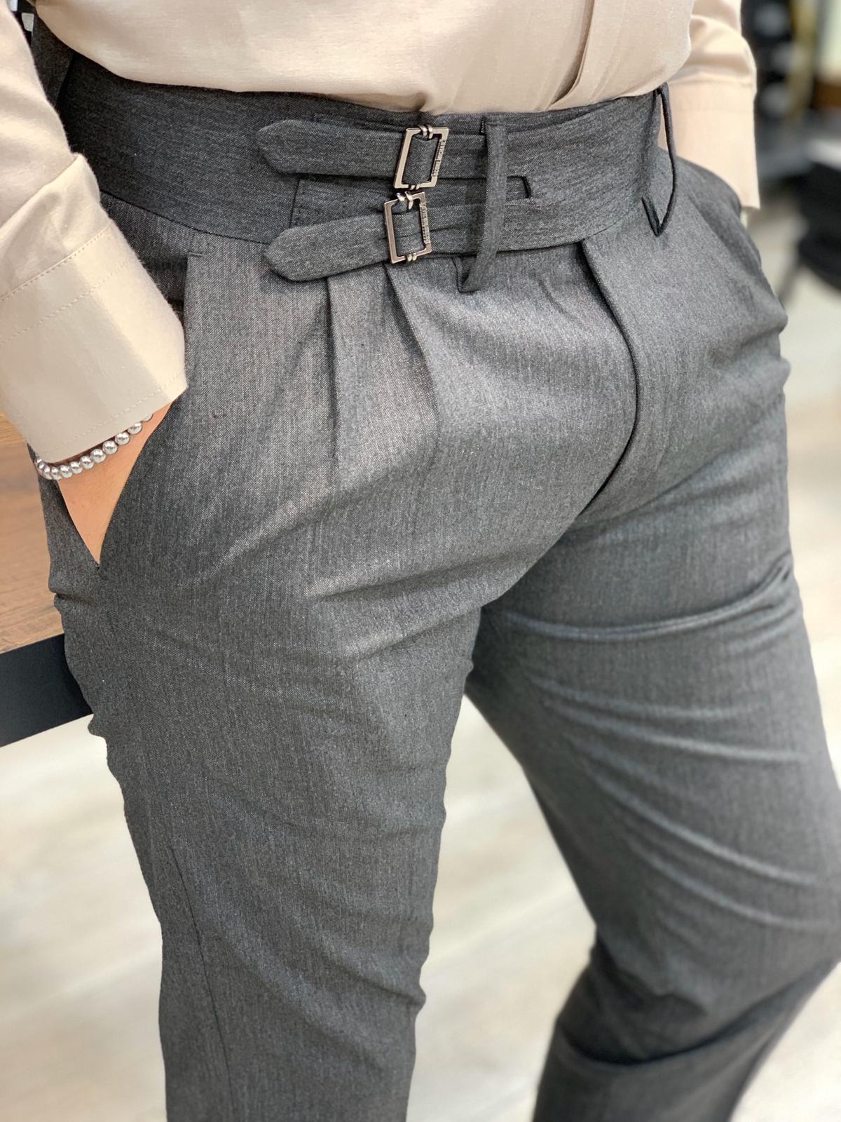 Ferrar Double Pleated Gray Pants-baagr.myshopify.com-Pants-BOJONI