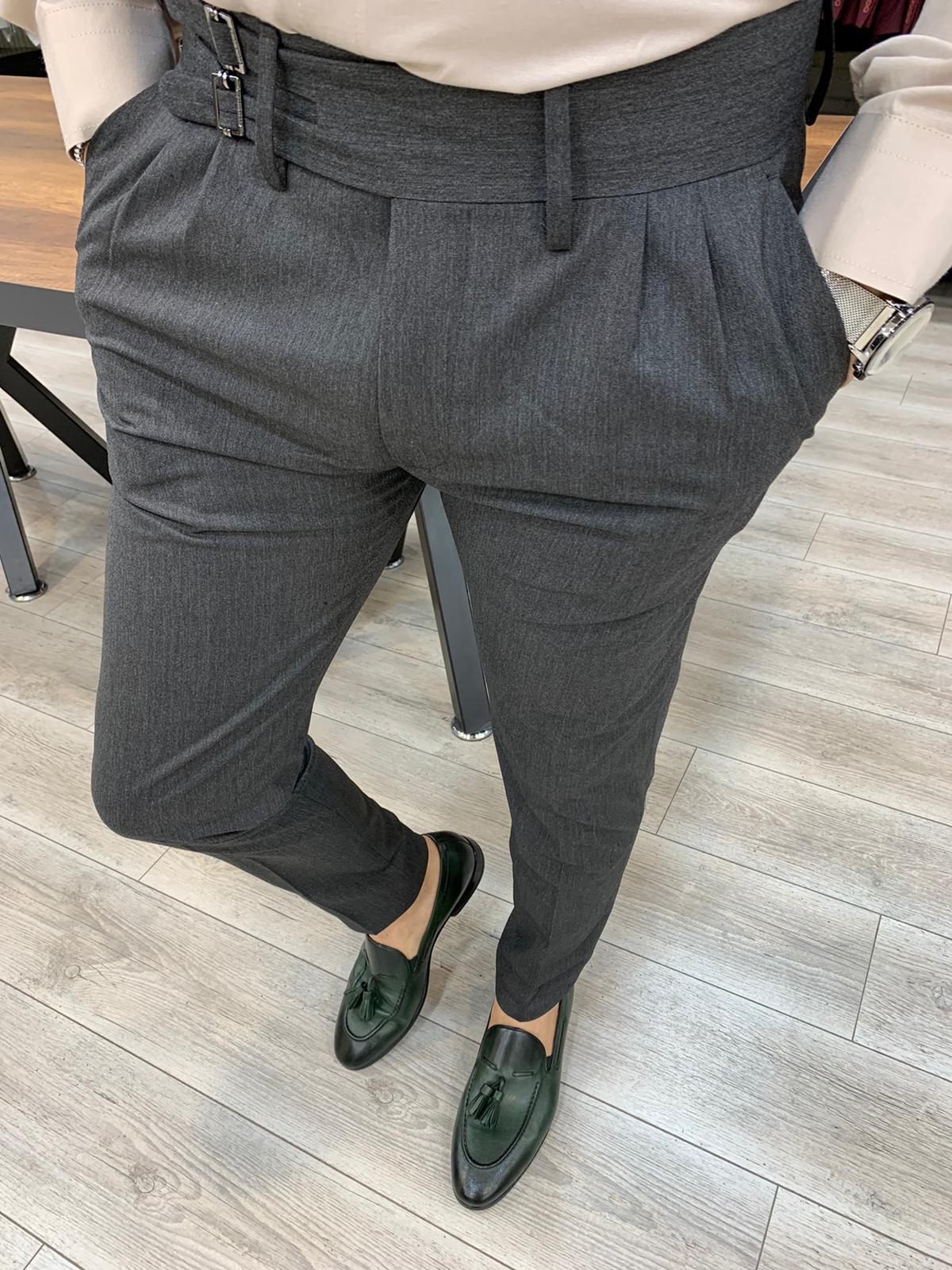 Ferrar Double Pleated Gray Pants | BOJONI