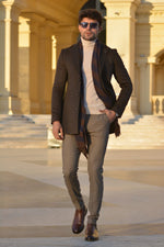Load image into Gallery viewer, Saponi Slim-fit  Wool Coat Brown-baagr.myshopify.com-Jacket-BOJONI
