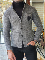 Load image into Gallery viewer, Saponi Slim-fit Buttoned Knitwear Jacket Black-baagr.myshopify.com-Jacket-BOJONI
