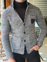 Load image into Gallery viewer, Saponi Slim-fit Buttoned Knitwear Jacket Black-baagr.myshopify.com-Jacket-BOJONI
