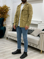 Load image into Gallery viewer, Limoux Slim Fit Mustard Denim Jacket-baagr.myshopify.com-Jacket-BOJONI
