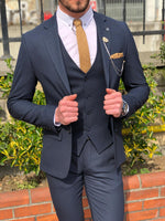 Load image into Gallery viewer, Densoff Slim-Fit  Suit Vest Navy-baagr.myshopify.com-suit-BOJONI
