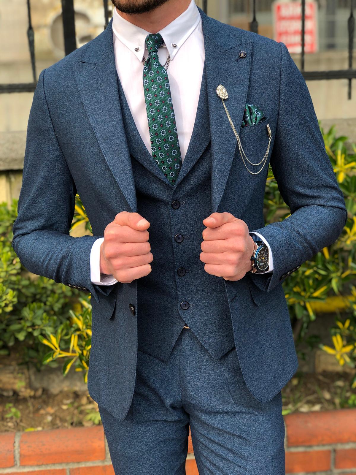 navy blue dress vest Wehilion Men's Suit Vest Navy Blue Business Formal Dress with 3 Pockets, Prom, Wedding, Waistcoat Vest for Tuxedo ,xxl