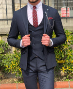 Load image into Gallery viewer, Mandos  Slim-Fit  Suit Vest Dark Blue-baagr.myshopify.com-suit-BOJONI
