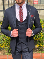 Load image into Gallery viewer, Mandos  Slim-Fit  Suit Vest Dark Blue-baagr.myshopify.com-suit-BOJONI
