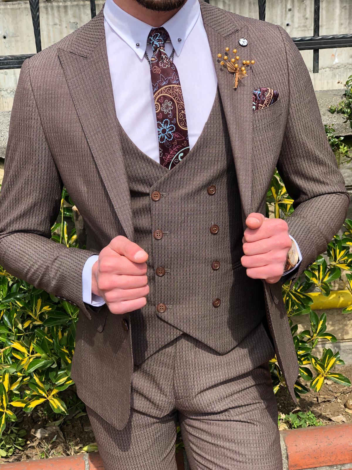 Mandos Slim-Fit Suit Vest Brown | BOJONI Mandos Slim-Fit Suit Vest Brown | BOJONI
