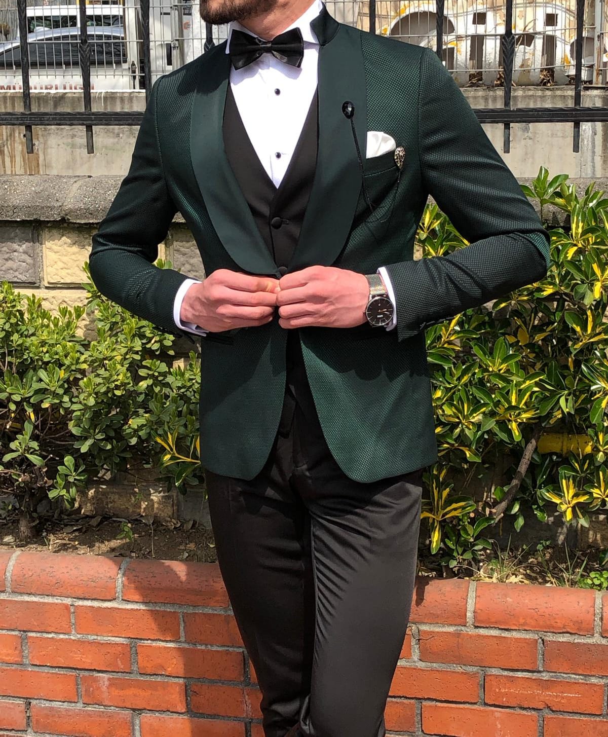 dark green dress vest Savile Dark Green Wool Blend Suit Vest