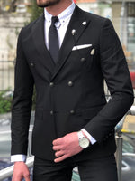 Load image into Gallery viewer, Bonis Slim-Fit Double Breasted Suit Black-baagr.myshopify.com-suit-BOJONI
