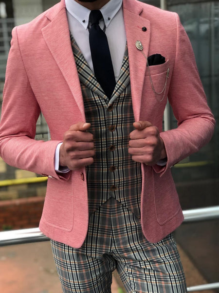 Pandoff Slim-Fit Blazer in Pink | BOJONI