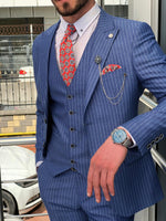 Load image into Gallery viewer, Dilness Slim-Fit Striped Suit Vest Blue-baagr.myshopify.com-suit-BOJONI
