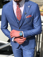 Load image into Gallery viewer, Dilness Slim-Fit Striped Suit Vest Blue-baagr.myshopify.com-suit-BOJONI
