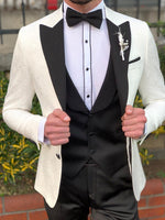 Load image into Gallery viewer, Bloom Slim-Fit Tuxedo Suit Vest Ecru-baagr.myshopify.com-suit-BOJONI
