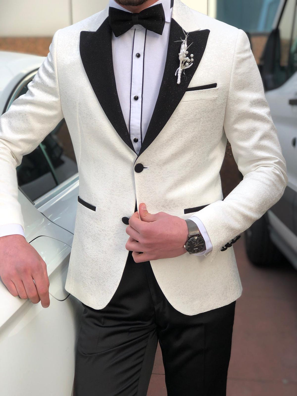 Bloom Slim-Fit Tuxedo Suit Vest Ecru-baagr.myshopify.com-suit-BOJONI