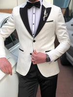 Load image into Gallery viewer, Bloom Slim-Fit Tuxedo Suit Vest Ecru-baagr.myshopify.com-suit-BOJONI
