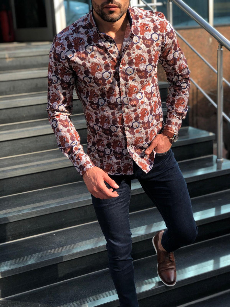 Blake Tile Patterned Slim Shirt | BOJONI