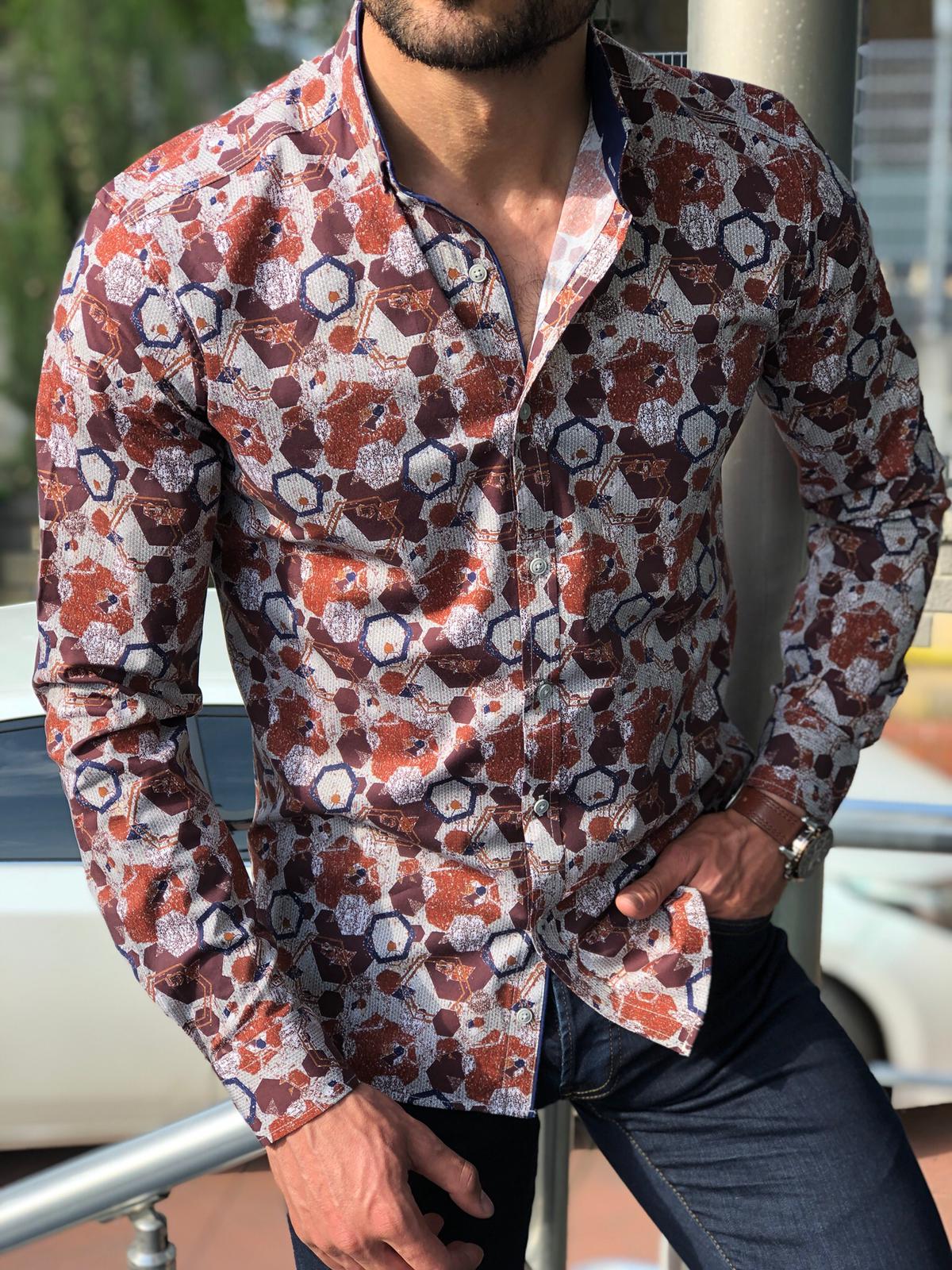 Blake Tile Patterned Slim Shirt | BOJONI
