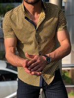 Load image into Gallery viewer, Blake Yellow Check Short Sleeved Shirt-baagr.myshopify.com-Shirt-BOJONI
