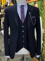 Load image into Gallery viewer, Heress Slim-Fit Suit Vest Navy Blue-baagr.myshopify.com-suit-BOJONI
