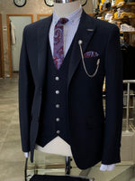Load image into Gallery viewer, Heress Slim-Fit Suit Vest Navy Blue-baagr.myshopify.com-suit-BOJONI
