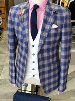 Load image into Gallery viewer, Marc Slim-Fit Plaid Suit Vest Sax-baagr.myshopify.com-suit-BOJONI
